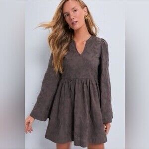 Tuckernuck Hyacinth‎ House Brown Embroidered Dress Boho Cottagecore Large NEW